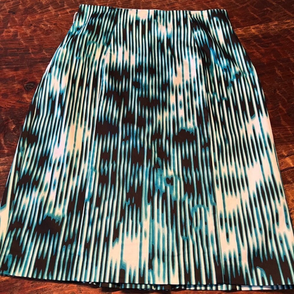 Worthington teal & white cotton skirt 12